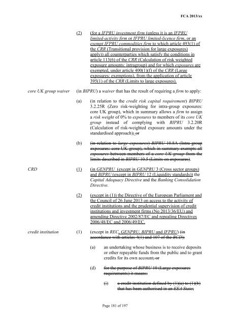 CP13/6 - CRD IV for Investment Firms - Financial Conduct Authority