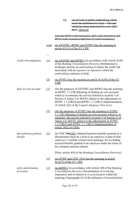 CP13/6 - CRD IV for Investment Firms - Financial Conduct Authority