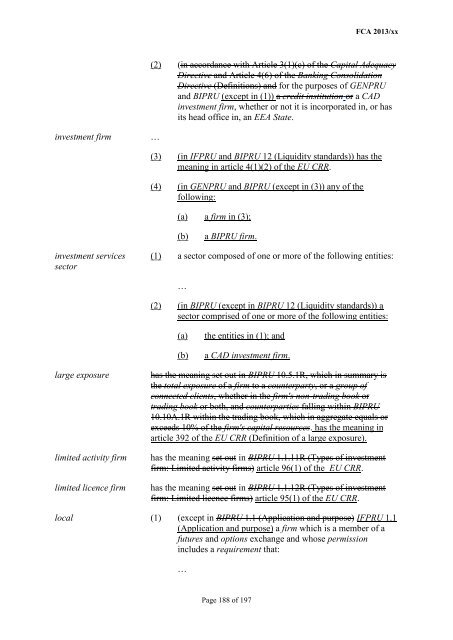 CP13/6 - CRD IV for Investment Firms - Financial Conduct Authority