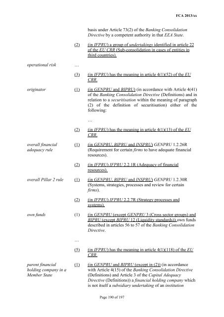 CP13/6 - CRD IV for Investment Firms - Financial Conduct Authority