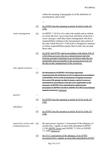 CP13/6 - CRD IV for Investment Firms - Financial Conduct Authority