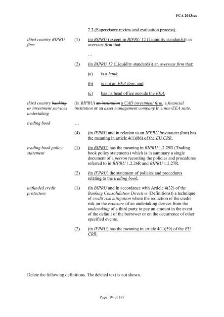 CP13/6 - CRD IV for Investment Firms - Financial Conduct Authority