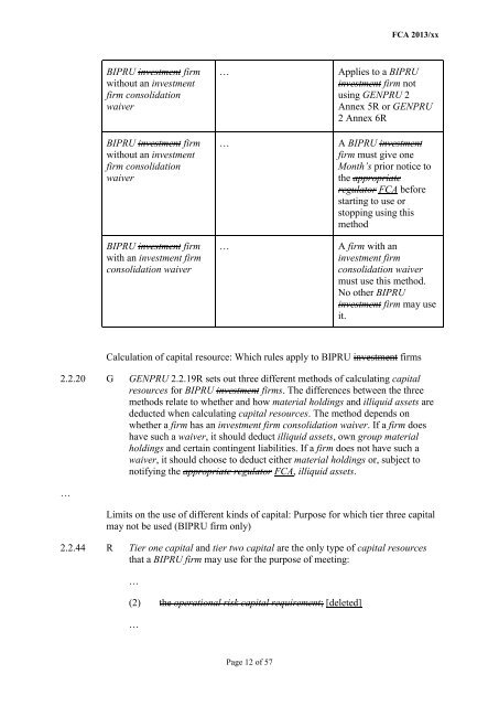 CP13/6 - CRD IV for Investment Firms - Financial Conduct Authority