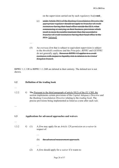 CP13/6 - CRD IV for Investment Firms - Financial Conduct Authority