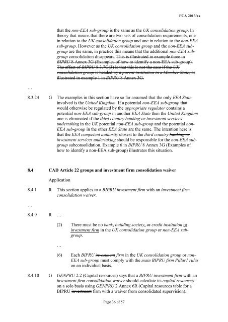 CP13/6 - CRD IV for Investment Firms - Financial Conduct Authority