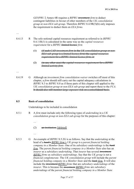 CP13/6 - CRD IV for Investment Firms - Financial Conduct Authority