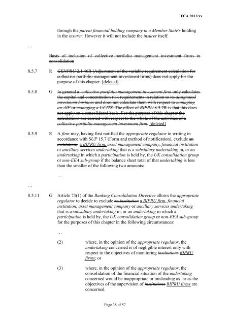 CP13/6 - CRD IV for Investment Firms - Financial Conduct Authority