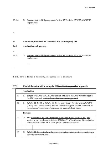 CP13/6 - CRD IV for Investment Firms - Financial Conduct Authority