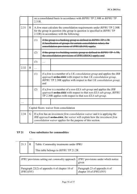 CP13/6 - CRD IV for Investment Firms - Financial Conduct Authority