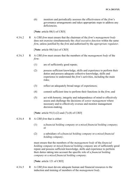 CP13/6 - CRD IV for Investment Firms - Financial Conduct Authority