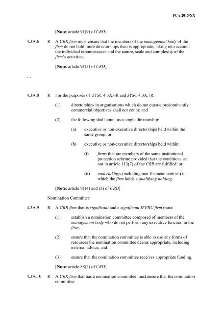 CP13/6 - CRD IV for Investment Firms - Financial Conduct Authority