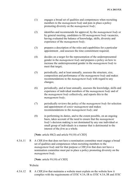 CP13/6 - CRD IV for Investment Firms - Financial Conduct Authority