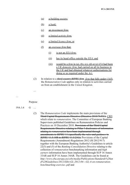 CP13/6 - CRD IV for Investment Firms - Financial Conduct Authority