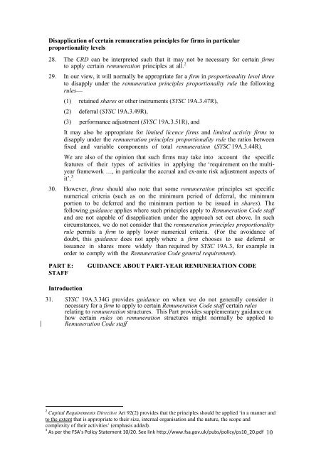 CP13/6 - CRD IV for Investment Firms - Financial Conduct Authority