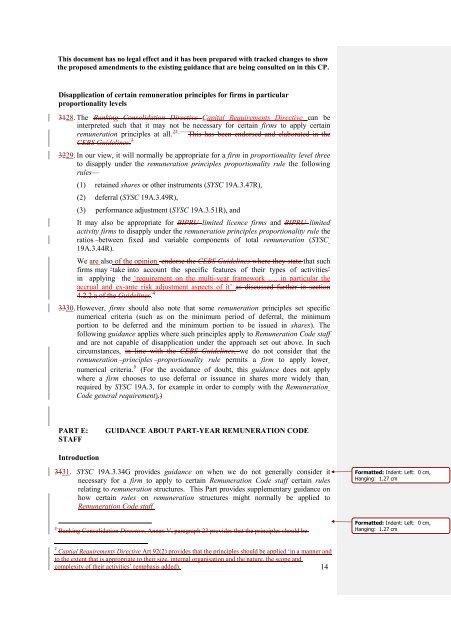 CP13/6 - CRD IV for Investment Firms - Financial Conduct Authority