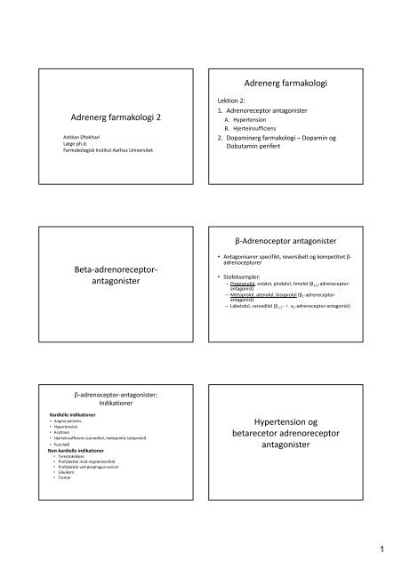 Adrenerg farmakologi 2 Adrenerg farmakologi Beta-adrenoreceptor ...