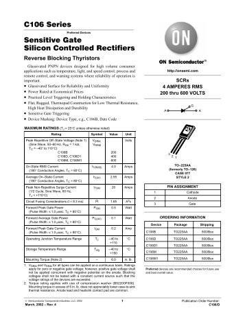 C106 Series Sensitive Gate Silicon Controlled ... - Profesor Molina