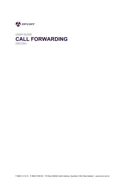 CALL FORWARDING - Orcon