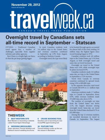 Overnight travel by Canadians sets all-time record in ... - Travelweek