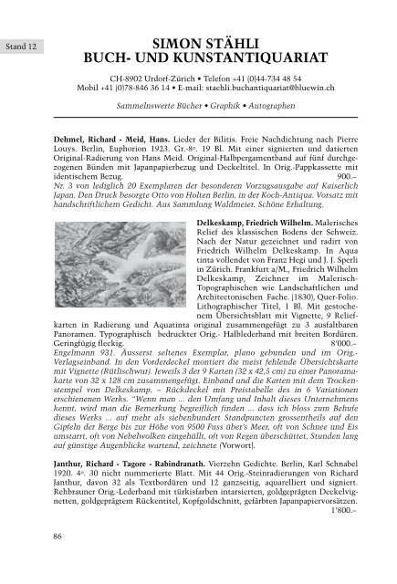 - Antiquariats Messe Zürich Katalog