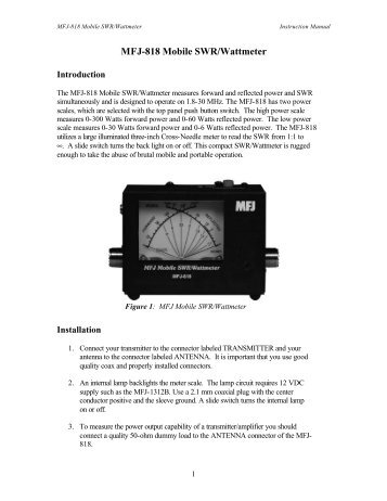 MFJ-818 Mobile SWR/Wattmeter