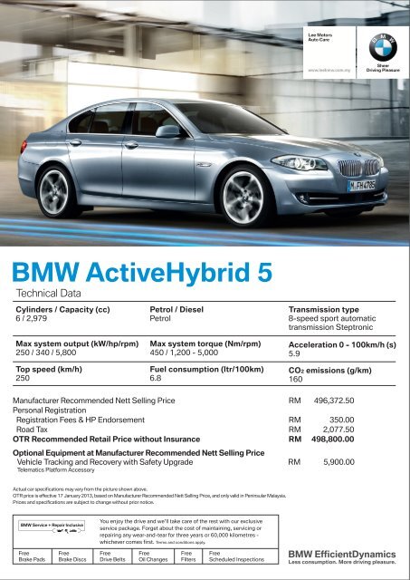 Download Specification Sheet - BMW - Lee Motors Auto Care