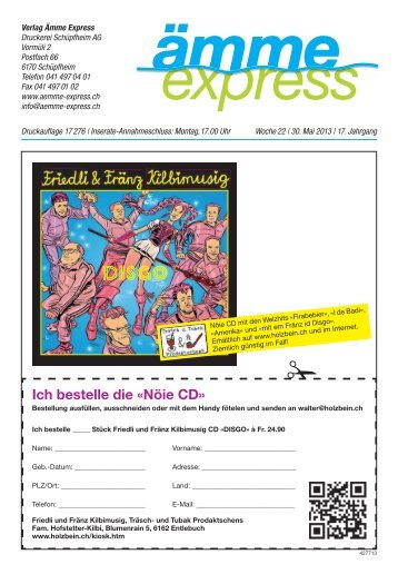 Ich bestelle die Â«NÃ¶ie CDÂ» - Ãmme Express