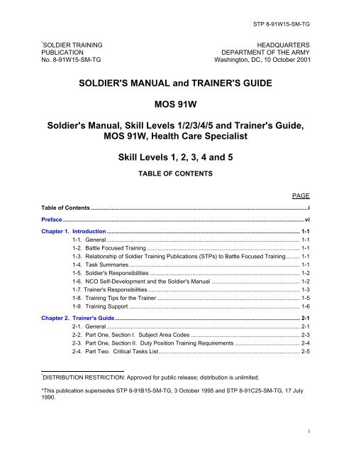 SOLDIER'S MANUAL AND TRAINER'S GUIDE - Fort Drum