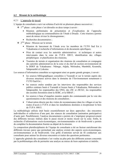 Cabinet JMN CONSULTANT - Impact monitoring of Forest ...