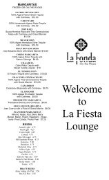La Fiesta Lounge Menu - La Fonda Hotel