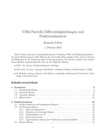 V2B3 Partielle Differentialgleichungen und Funktionalanalysis