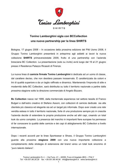 Tonino Lamborghini sigla con BCCollection una nuova partnership ...