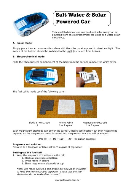 Salt Water & Solar Powered Car - Prof Bunsen