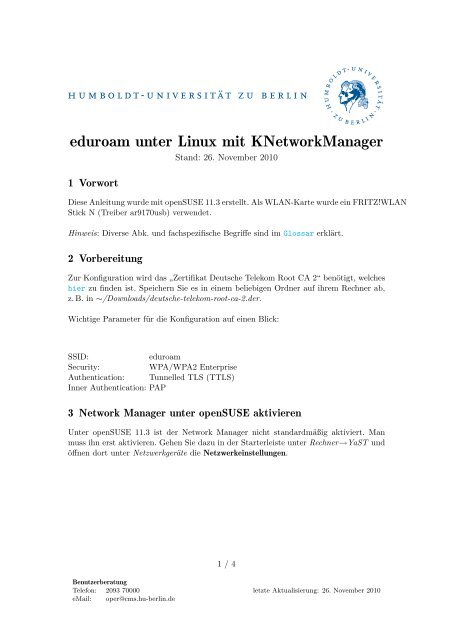 eduroam mit KDE NetworkManager unter Linux