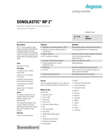 Sonneborn NP2 Product Data Sheet - Brock White