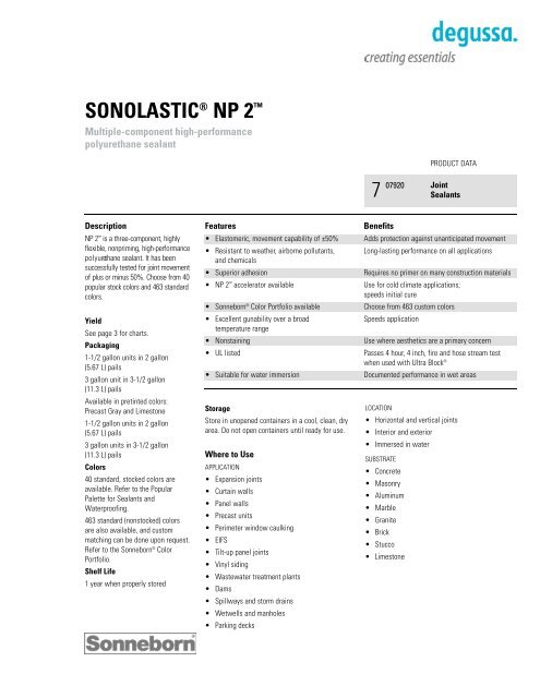 Sonolastic Np2 Color Chart