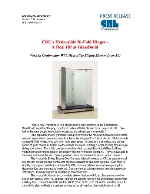 Crl S Hydroslide Bi Fold Hinges Crlaurence Com