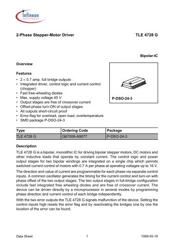 2-Phase Stepper-Motor Driver TLE 4728 G