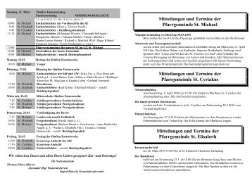 Mitteilungen und Termine der Pfarrgemeinde St. Michael ...