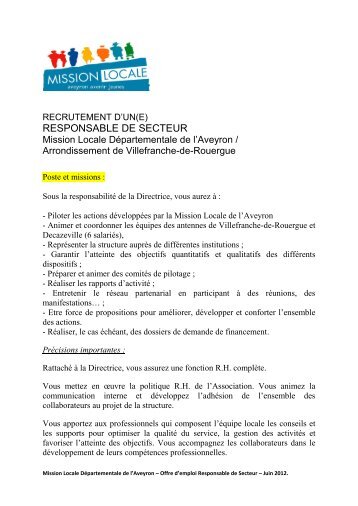 RESPONSABLE DE SECTEUR - ANDML