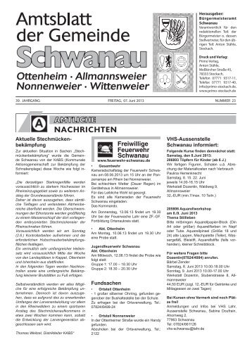Amtsblatt 23 / 2013 - Schwanau