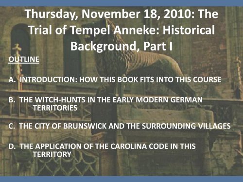 Thursday, November 18, 2010: The Trial of Tempel Anneke ...