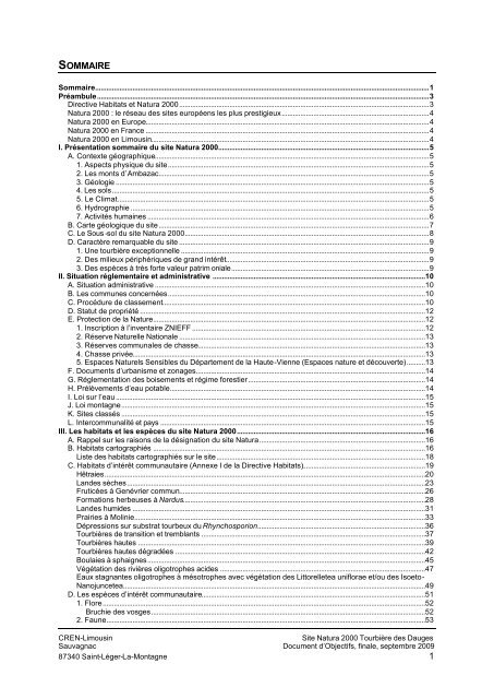 Document d'Objectifs - DREAL Limousin