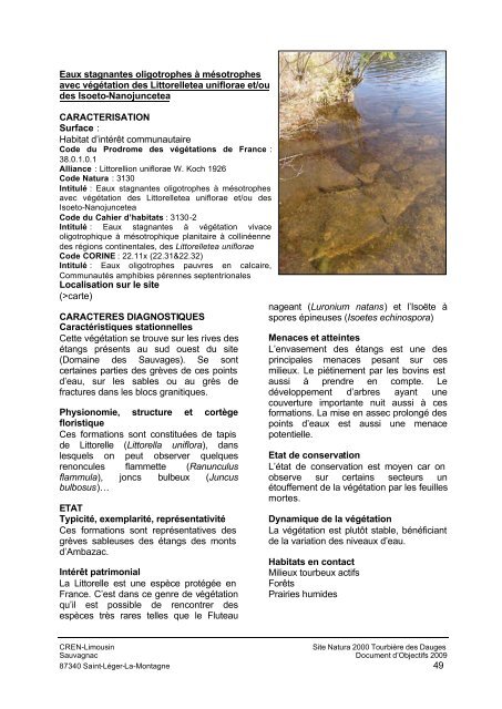 Document d'Objectifs - DREAL Limousin