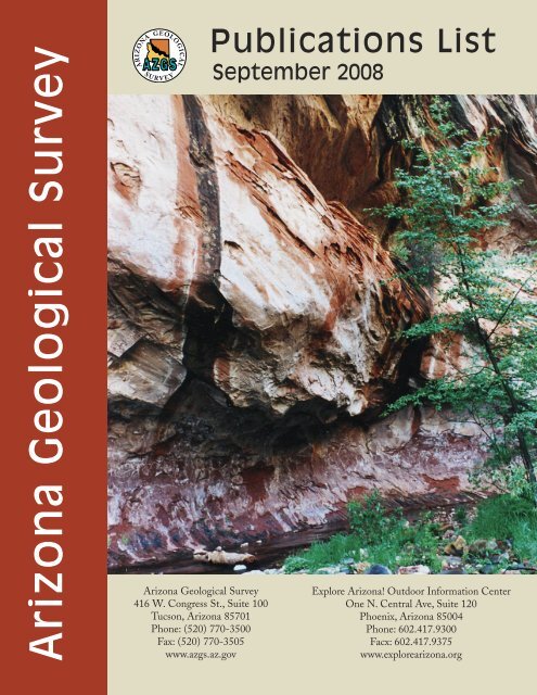 Publications List 08 The Arizona Geological Survey Publications List 08 The Arizona Geological Survey