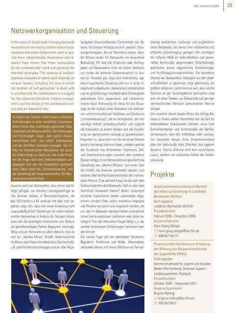 Jahresbericht 2009 - Institut fÃ¼r Sozialarbeit und SozialpÃ¤dagogik eV
