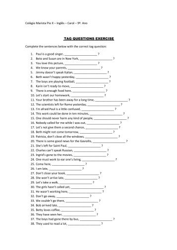 Tag questions exercise