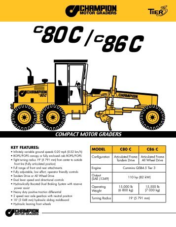 COMPACT MOTOR GRADERS - Champion Motor Graders