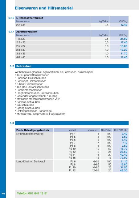 PREISLISTE 2011 - Baumaterial-Riehen