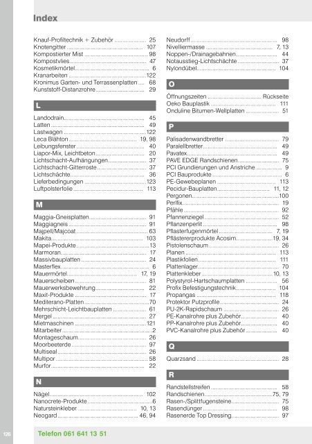 PREISLISTE 2011 - Baumaterial-Riehen